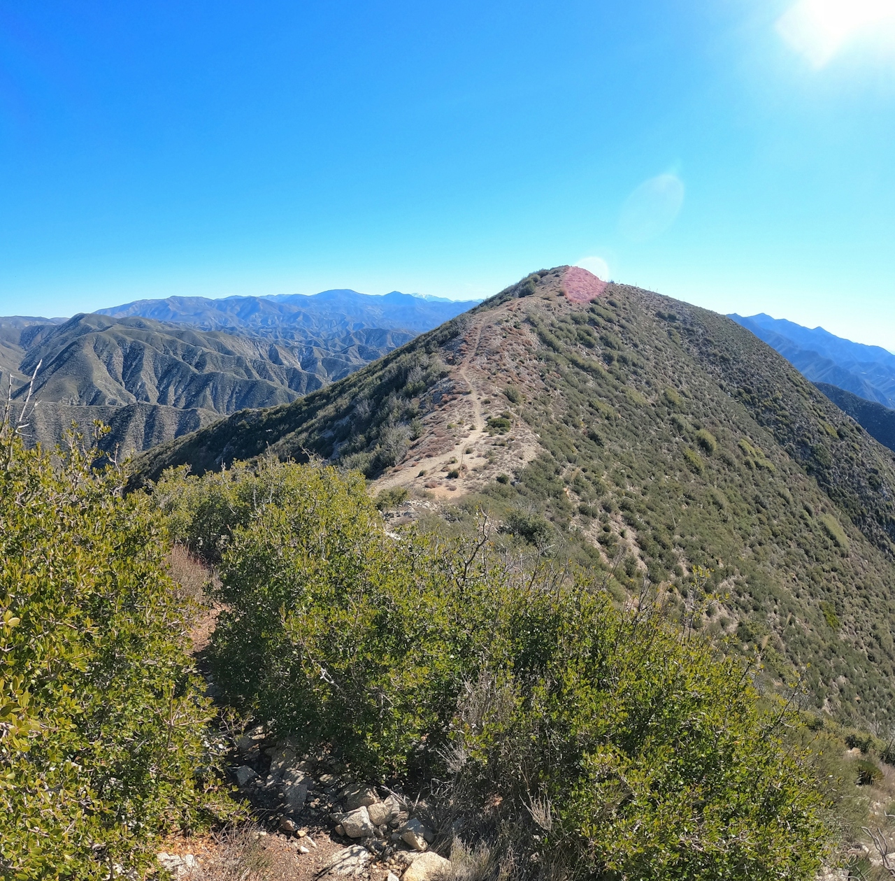 San Gabriel Mountains and a trail going to Condor Peak 