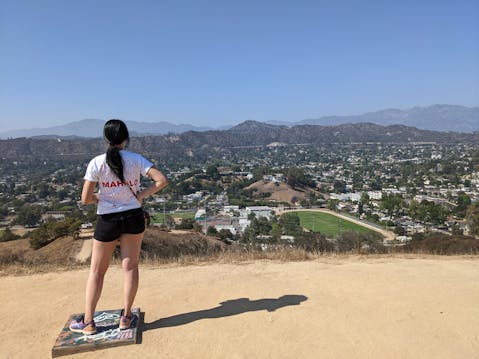 Hiker at Fiji Hill at Occidental College in Los Angeles
