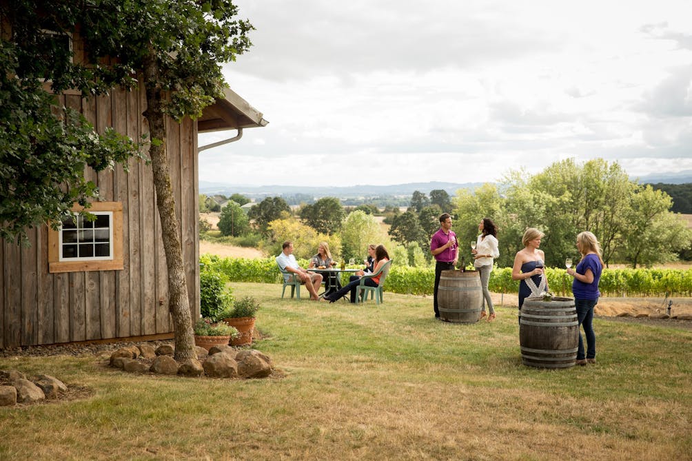 people wine tasting in Willamette Valley