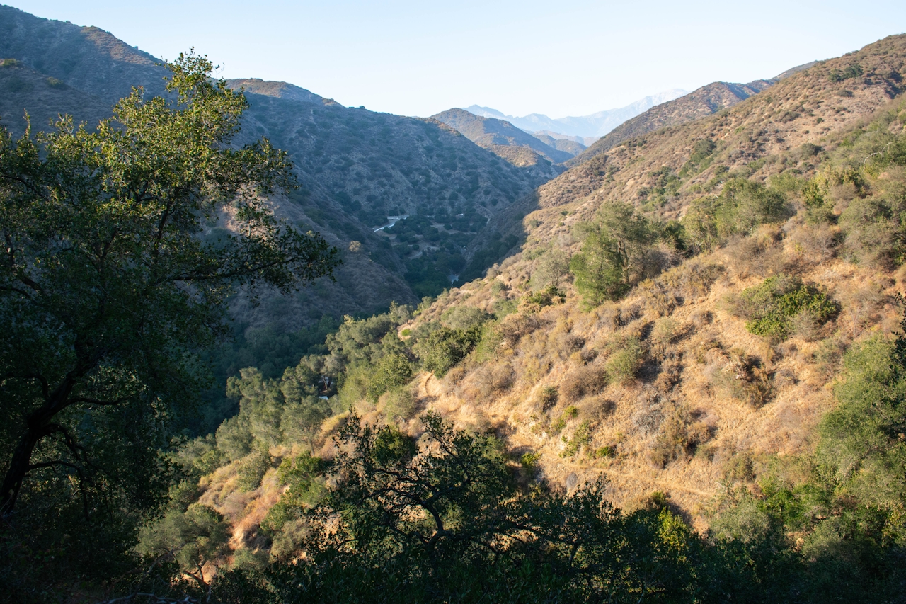 View across the way of the San Gabriel Mountains from the Keiser Trail in Big Dalton Canyon Wilderness Park in Los Angeles County 