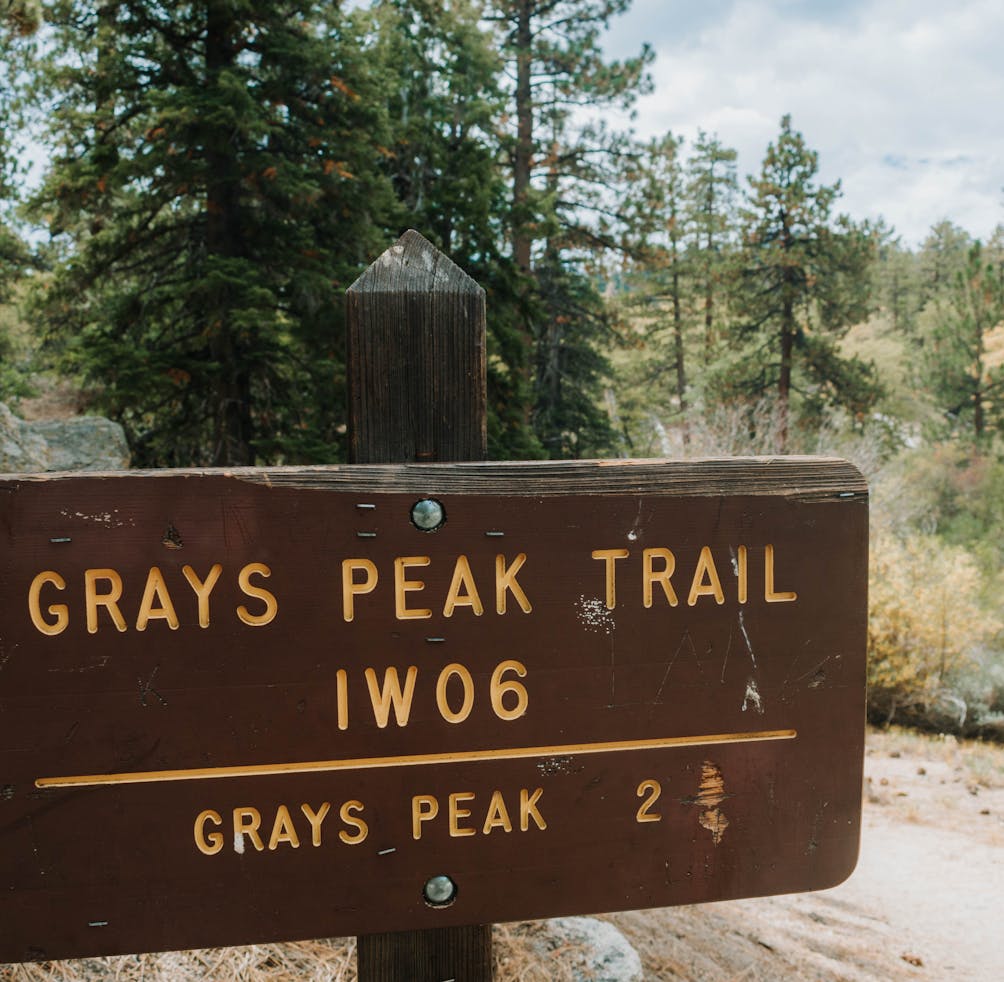 Sign for Grays Peak Trail in Big Bear Southern California 