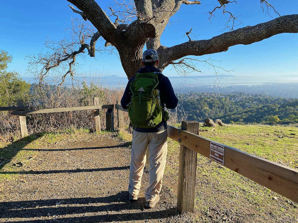 Hiker at Edgewood Park and Natural Preserve in Woodside 