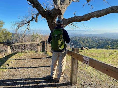 Hiker at Edgewood Park and Natural Preserve in Woodside 