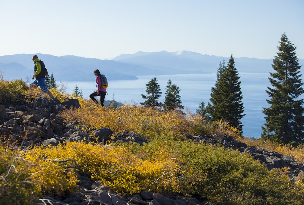 couple hiking North Lake Tahoe