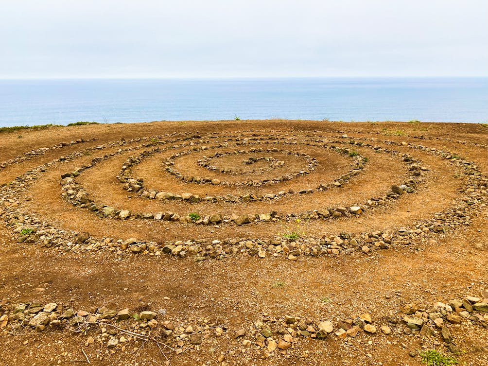labyrinth rocks on Mori Point Loop in Pacifica 