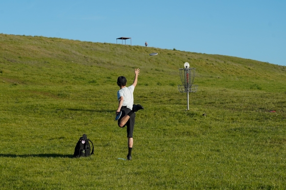 Disc Golf Player at Crane Creek Regional Park in Sonoma Valley