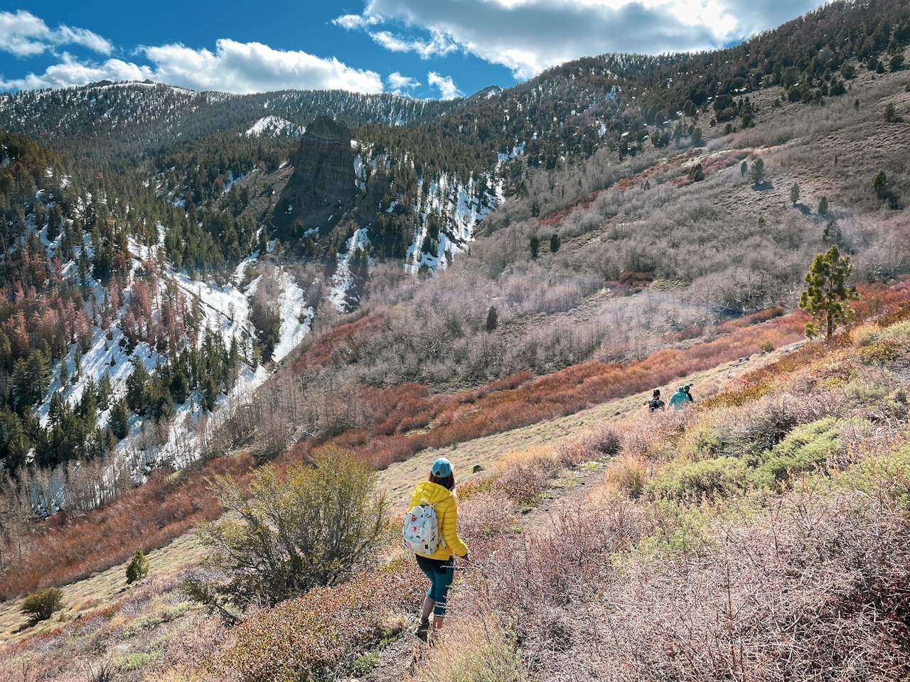 hiking woman on Thomas Creek Trail in Galena Creek Park