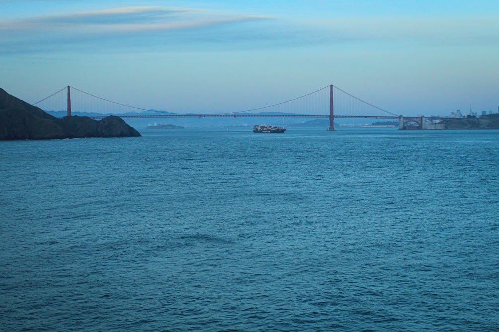 view of Golden Gate Bridge from Point Bonita Lighthouse