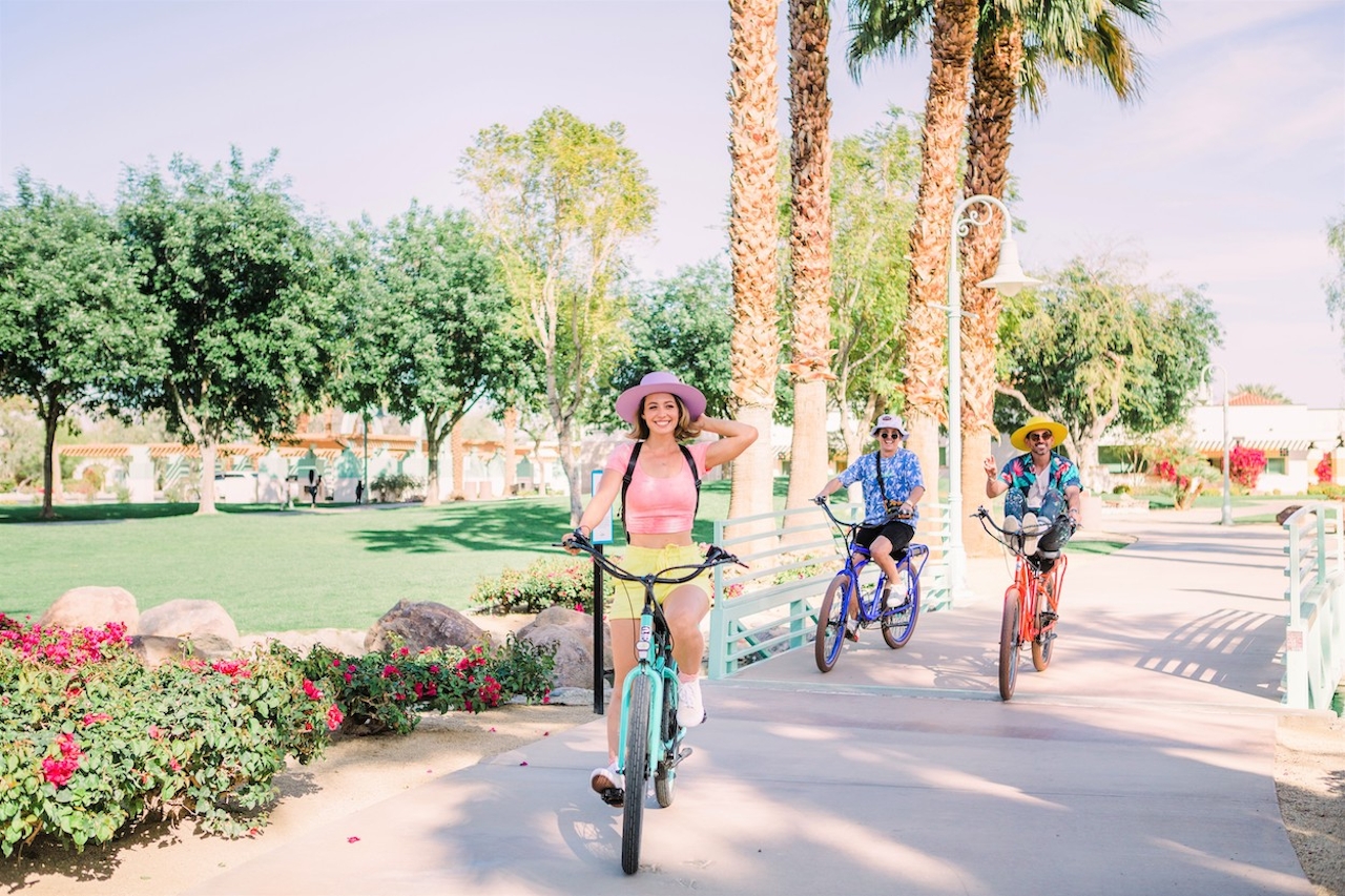 friends on bikes in La Quinta