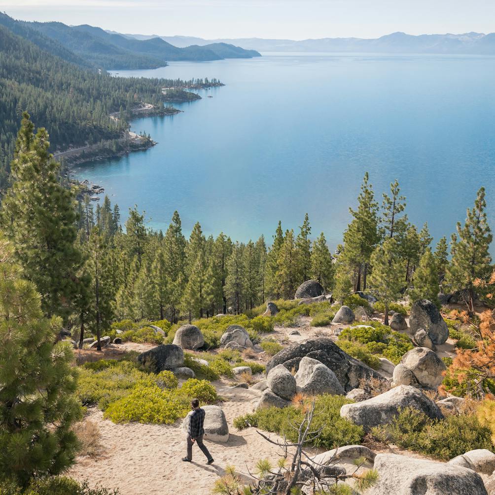 man hiking North Lake Tahoe