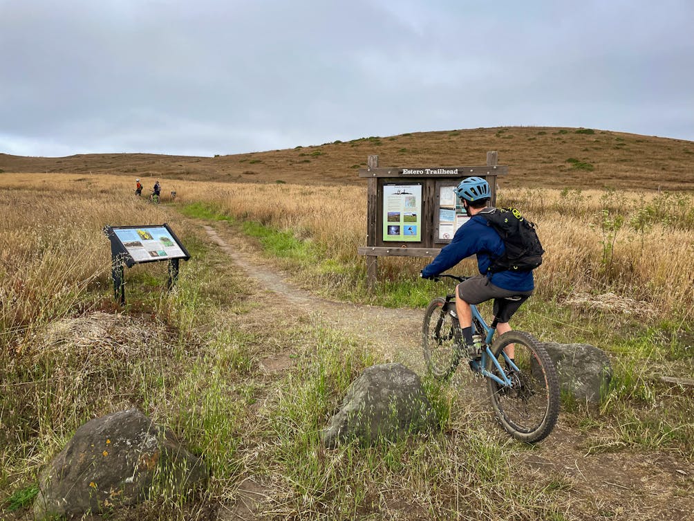 mountain biker Point Reyes Estero Trail to Drakes Head