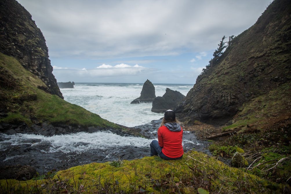 woman on the Oregon Coast