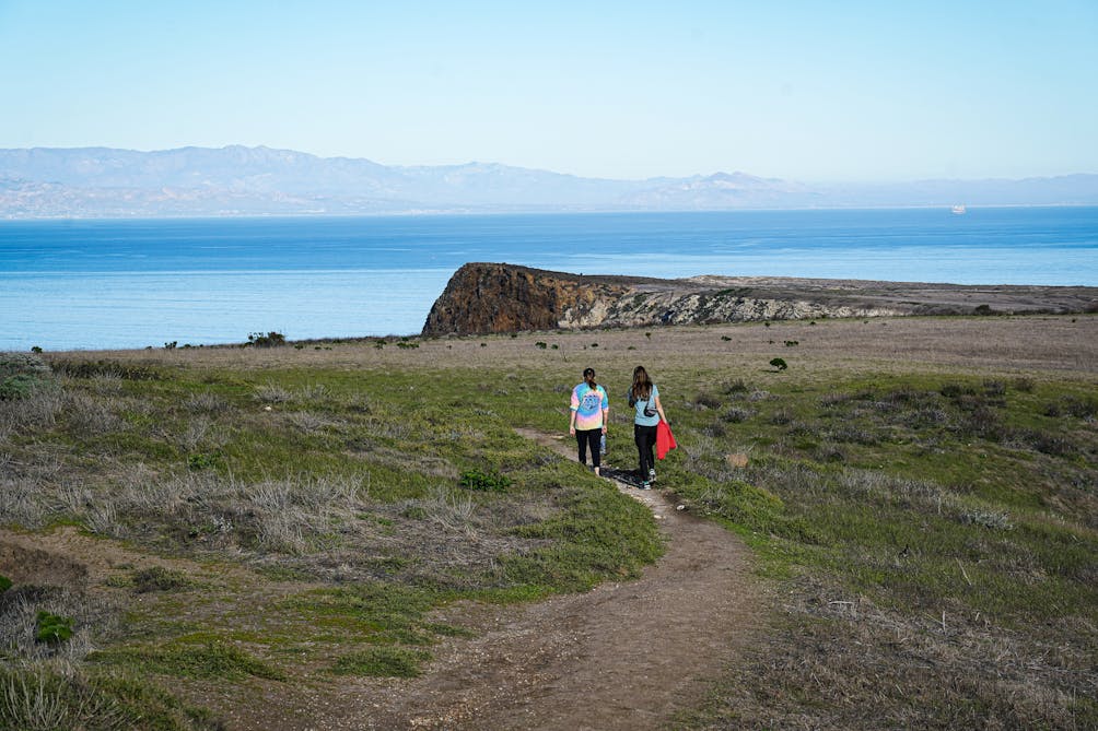 Two hikers at Santa Cruz Island Channel Islands National Park 