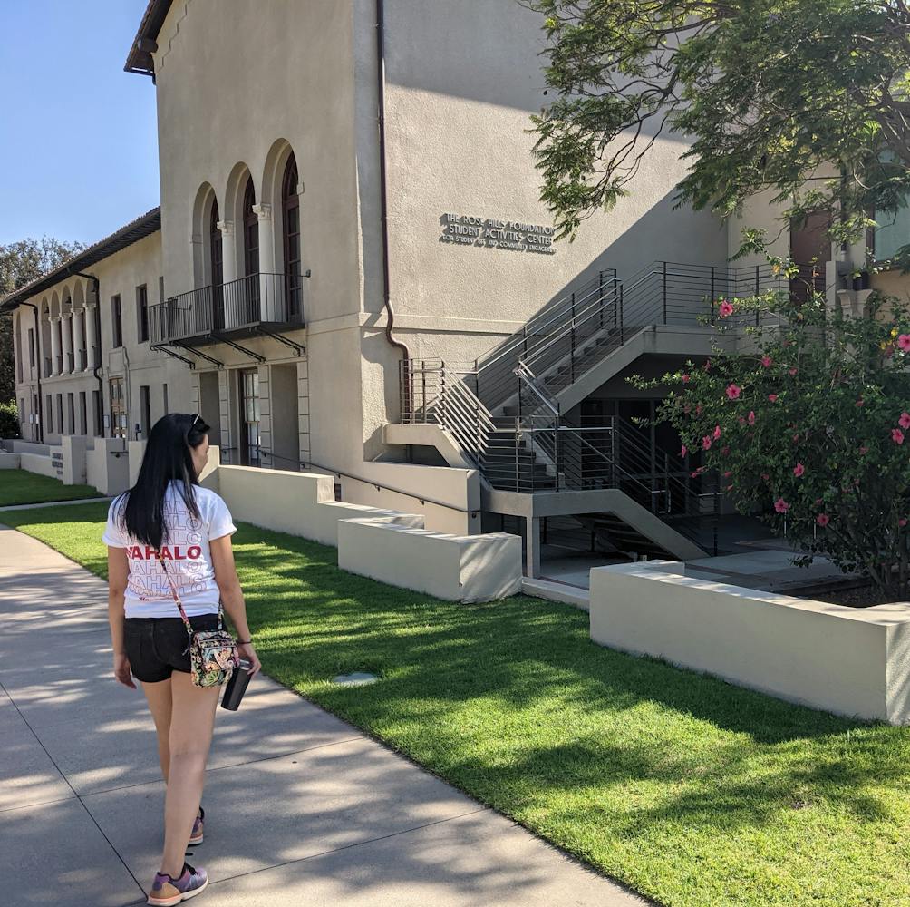 Woman walking at Occidental Campus in Los Angeles 