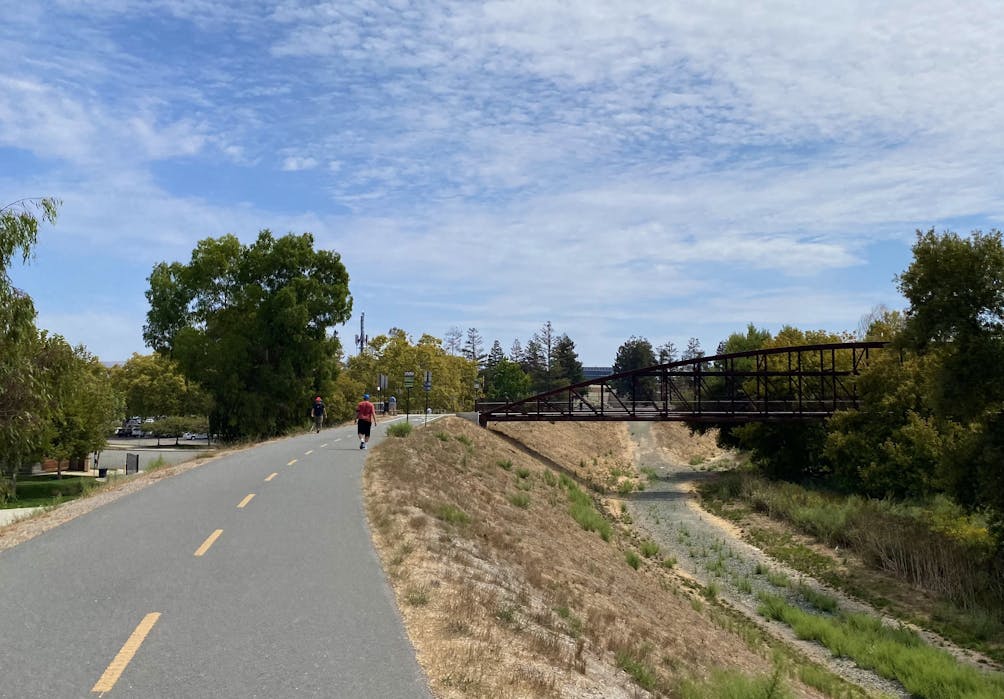 Biker on Guadalupe River Trail in San Jose 