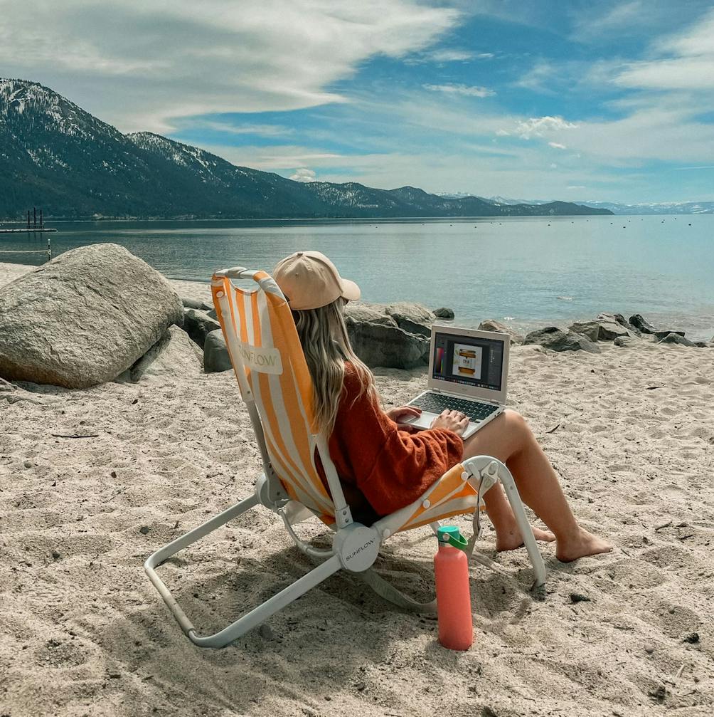 woman on laptop North Lake Tahoe