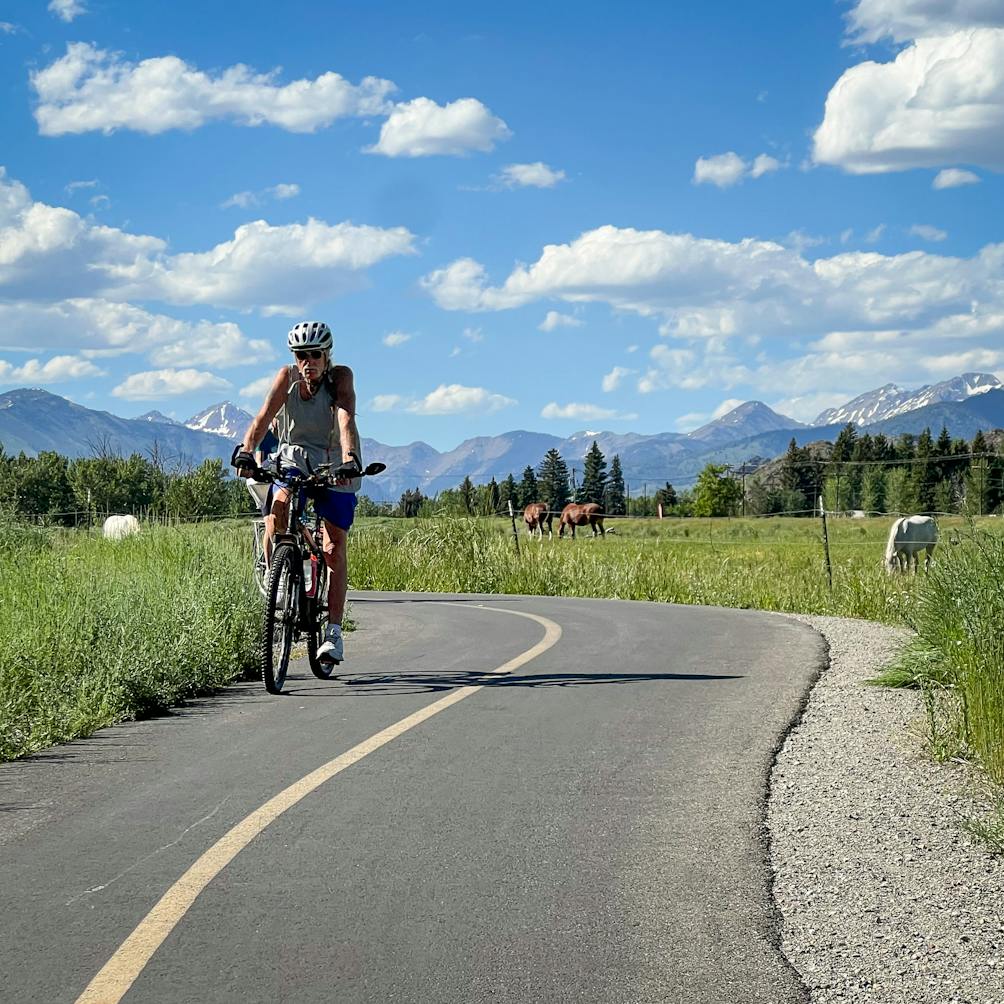 Biker on Wood River Trail in Sun Valley Idaho 