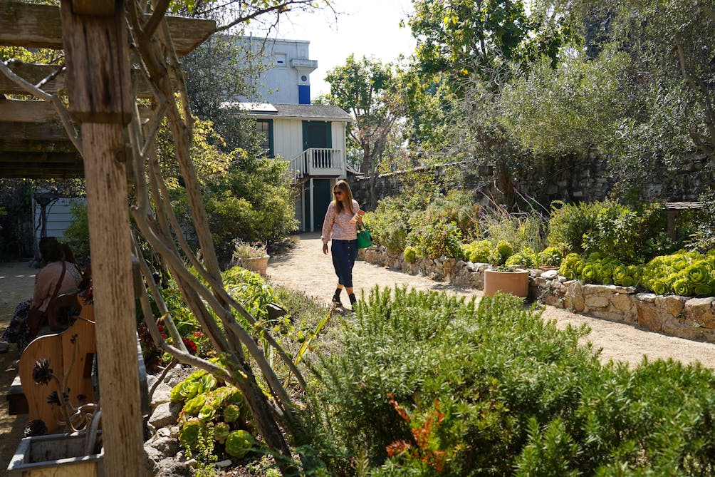 woman walking Monterey Path of History