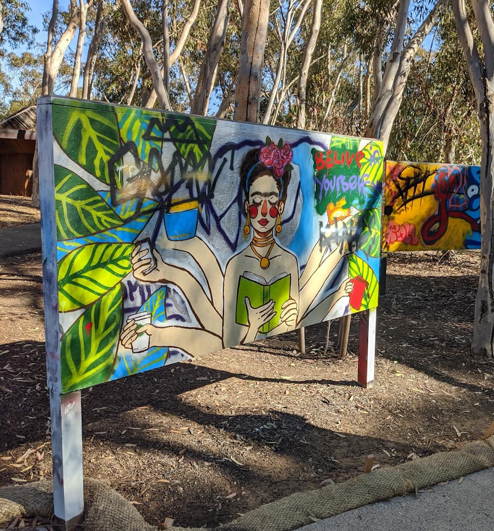 Mural in a graffiti art park at John Muir College at University of California, San Diego 