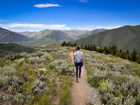 Hiker on Proctor Mountain Loop Trail in Sun Valley Idaho
