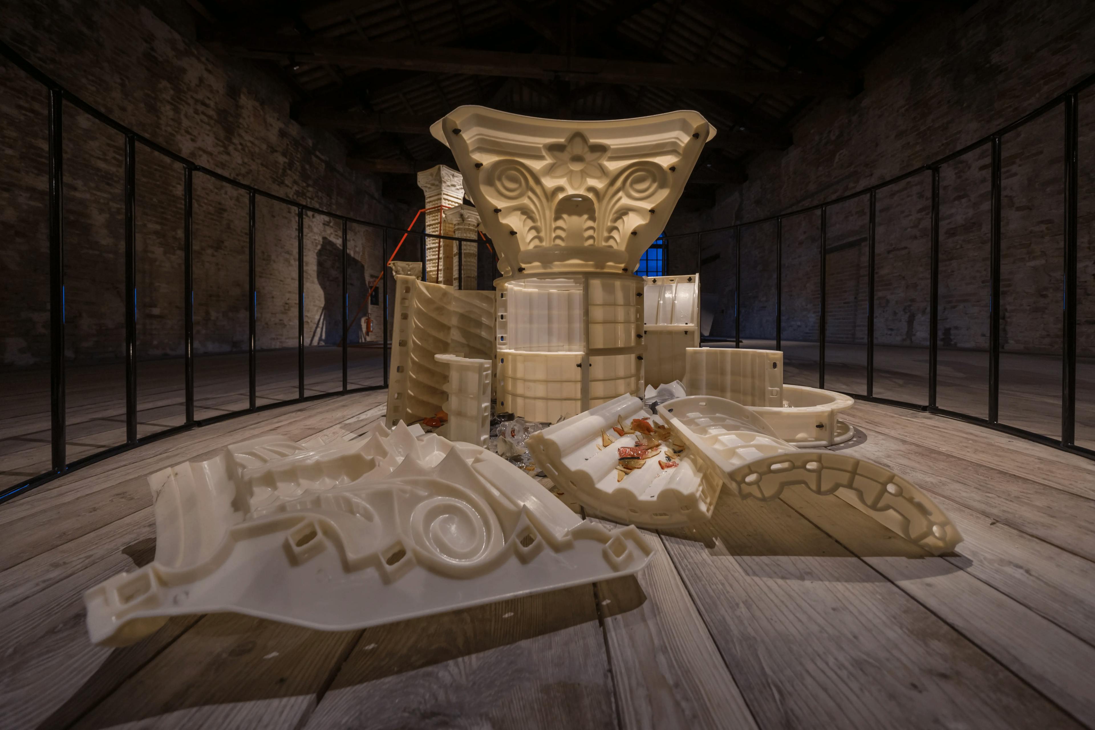 Detail of the works exhibited at the Turkey Pavilion for Biennale Arte 2024 on display at the Arsenale in Venice