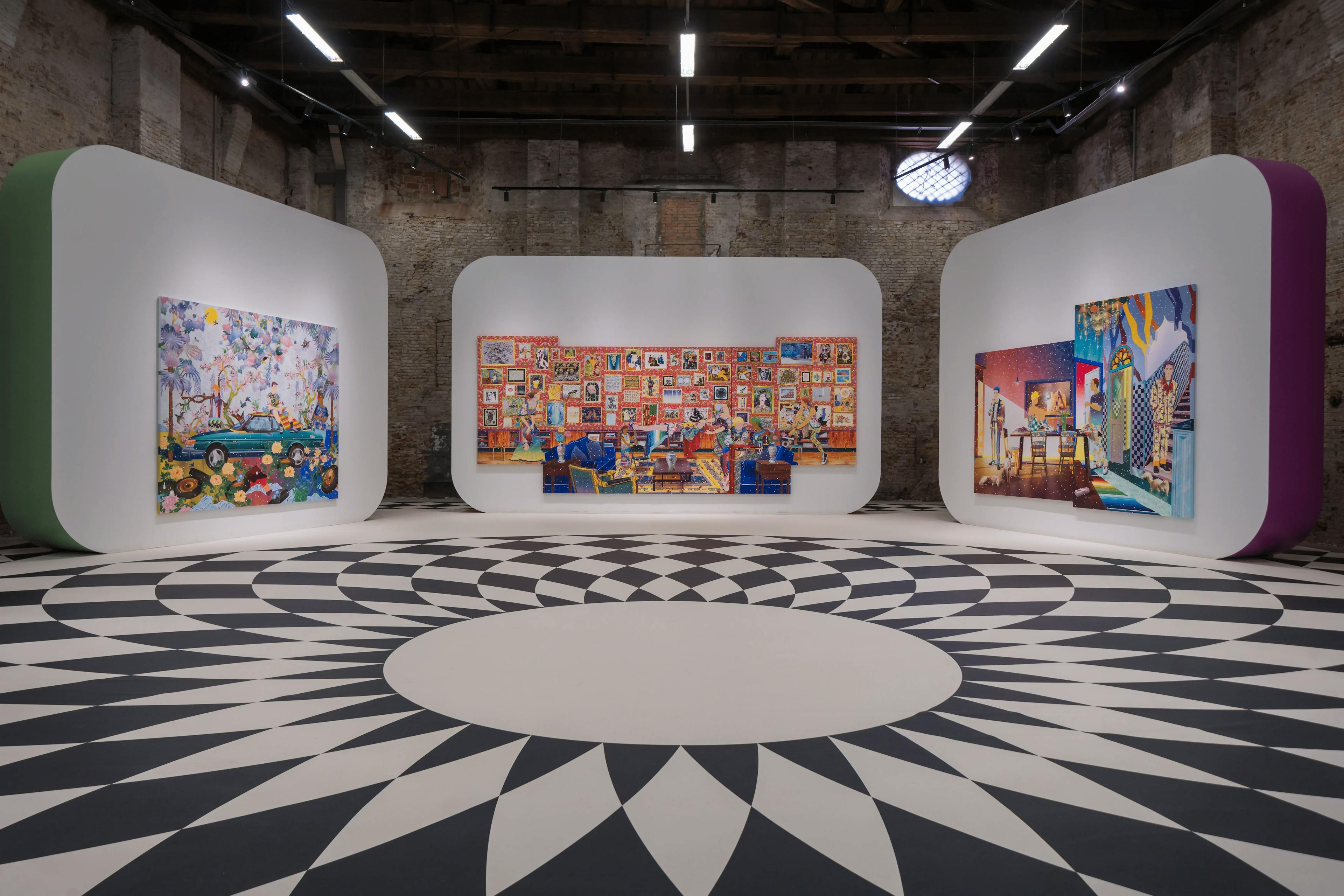 Installation part of the exhibition project Tomokazu Matsuyama: Mythologiques on display at Warehouse No. 41 of the Arsenale of Venice