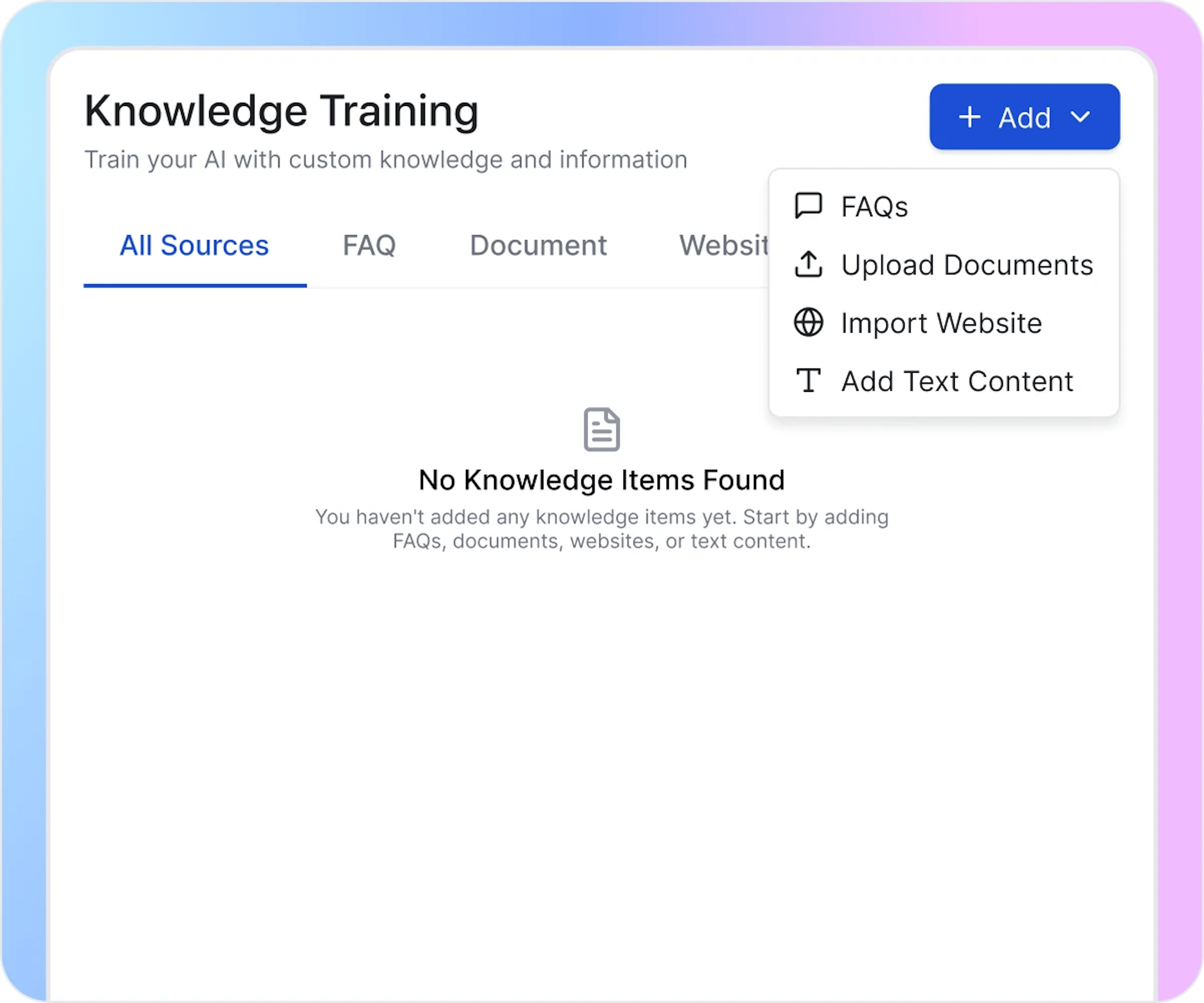 Add Your Knowledge Sources