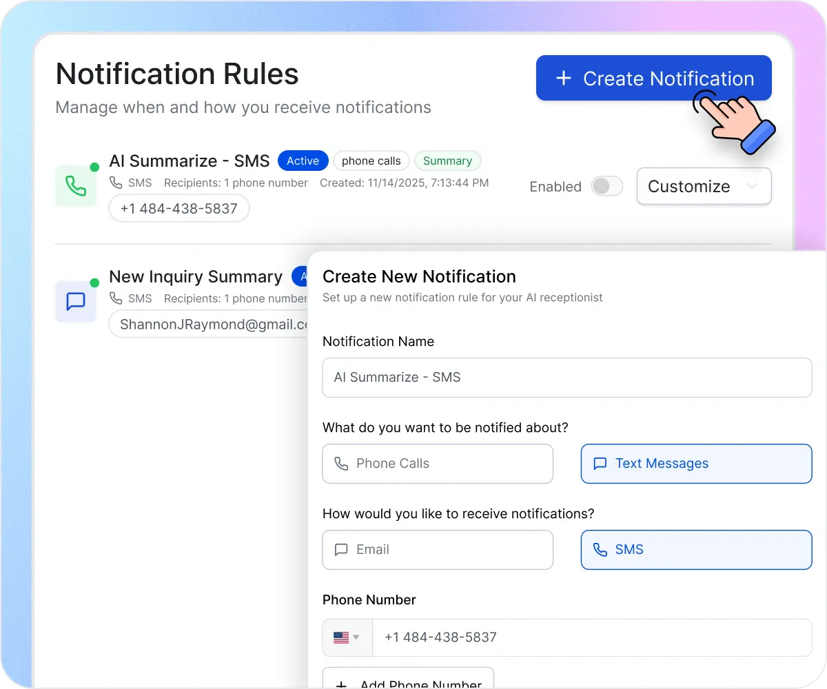 Notifications With AI Receptionist