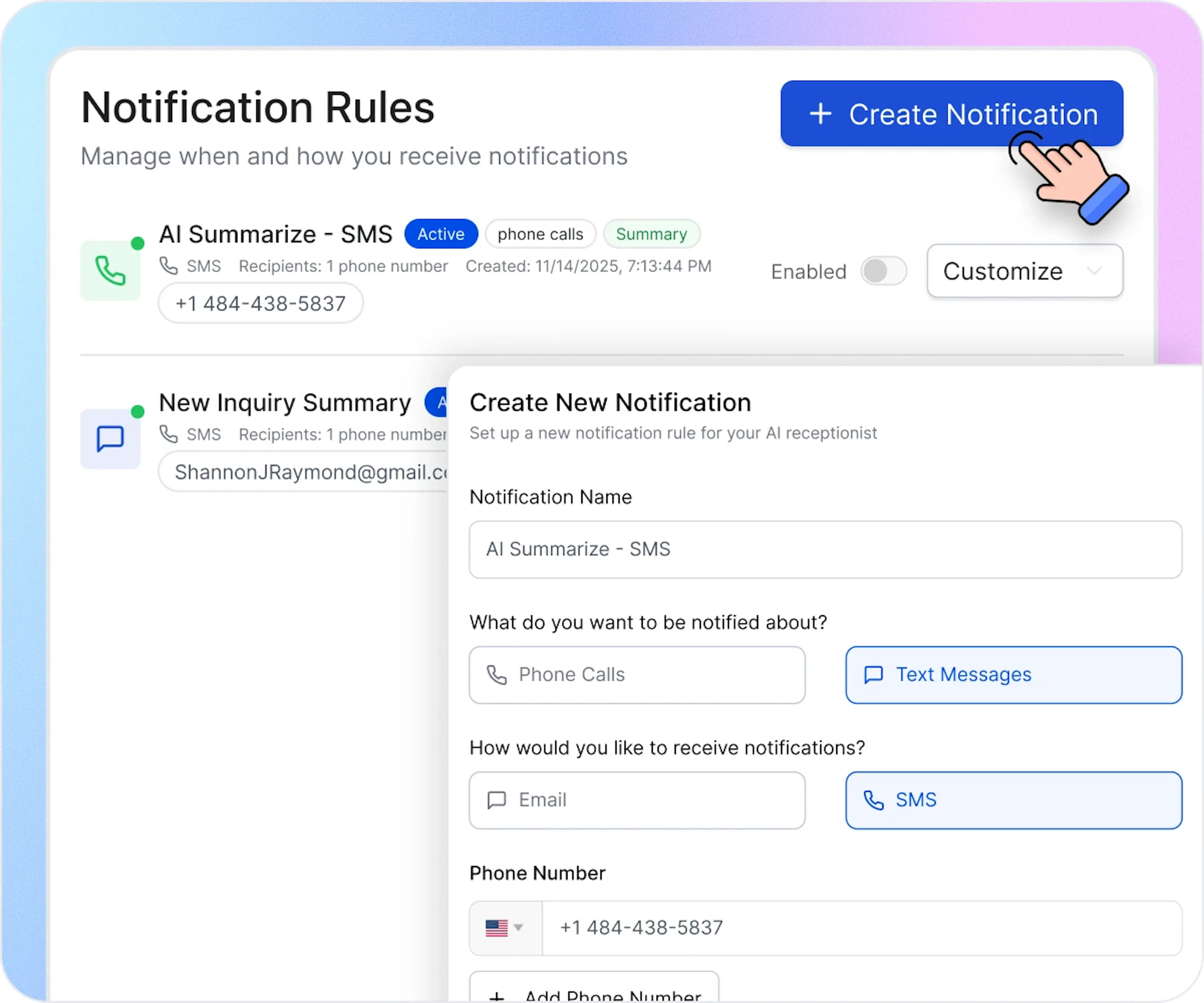 Notifications With AI Receptionist