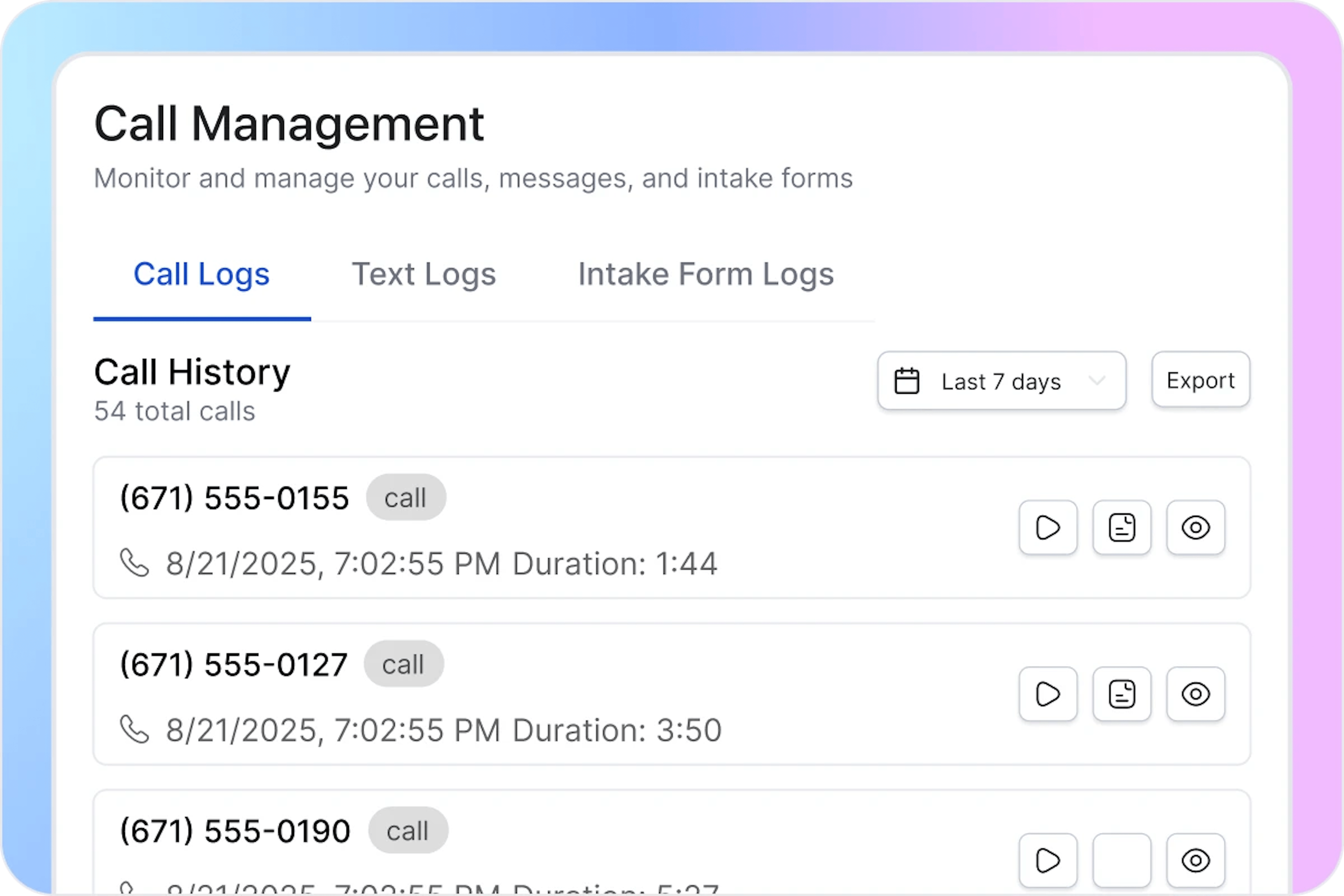 1 Calls captured automatically