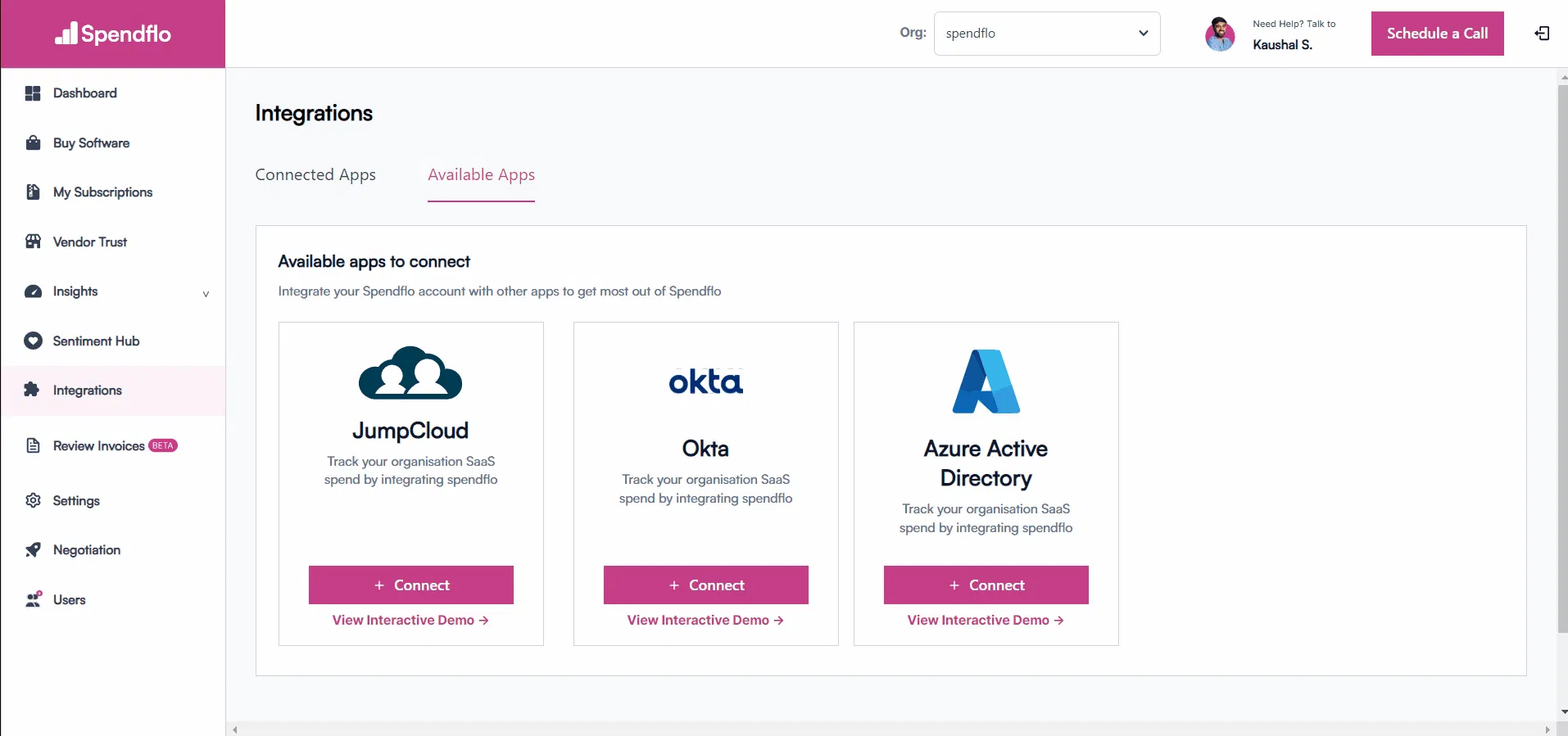Dashboard Spendflo