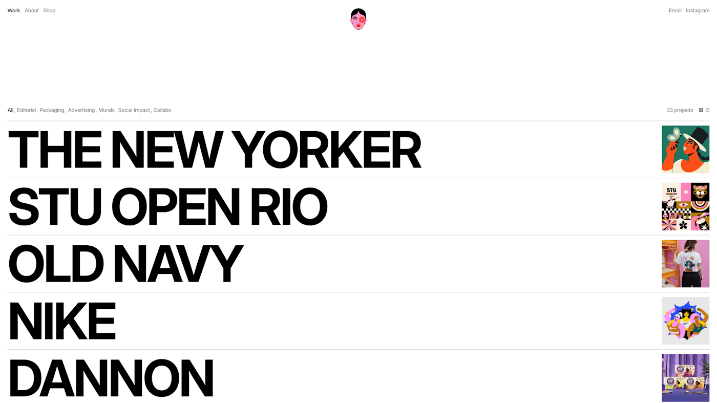 Camila Rosa - Work page list layout