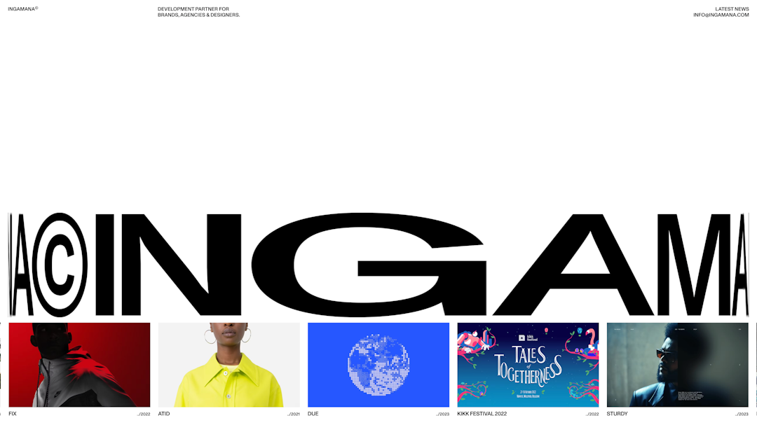 Ingamana home kinetic webgl typography