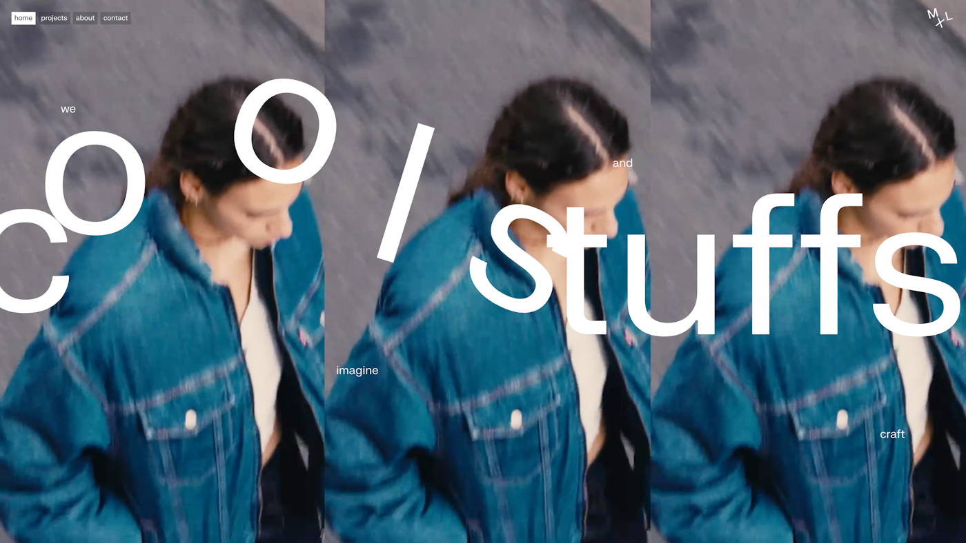 Menu XL home hero mouse interaction with typography and reel