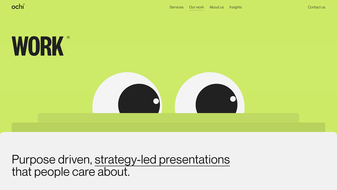 Ochi design work playful page