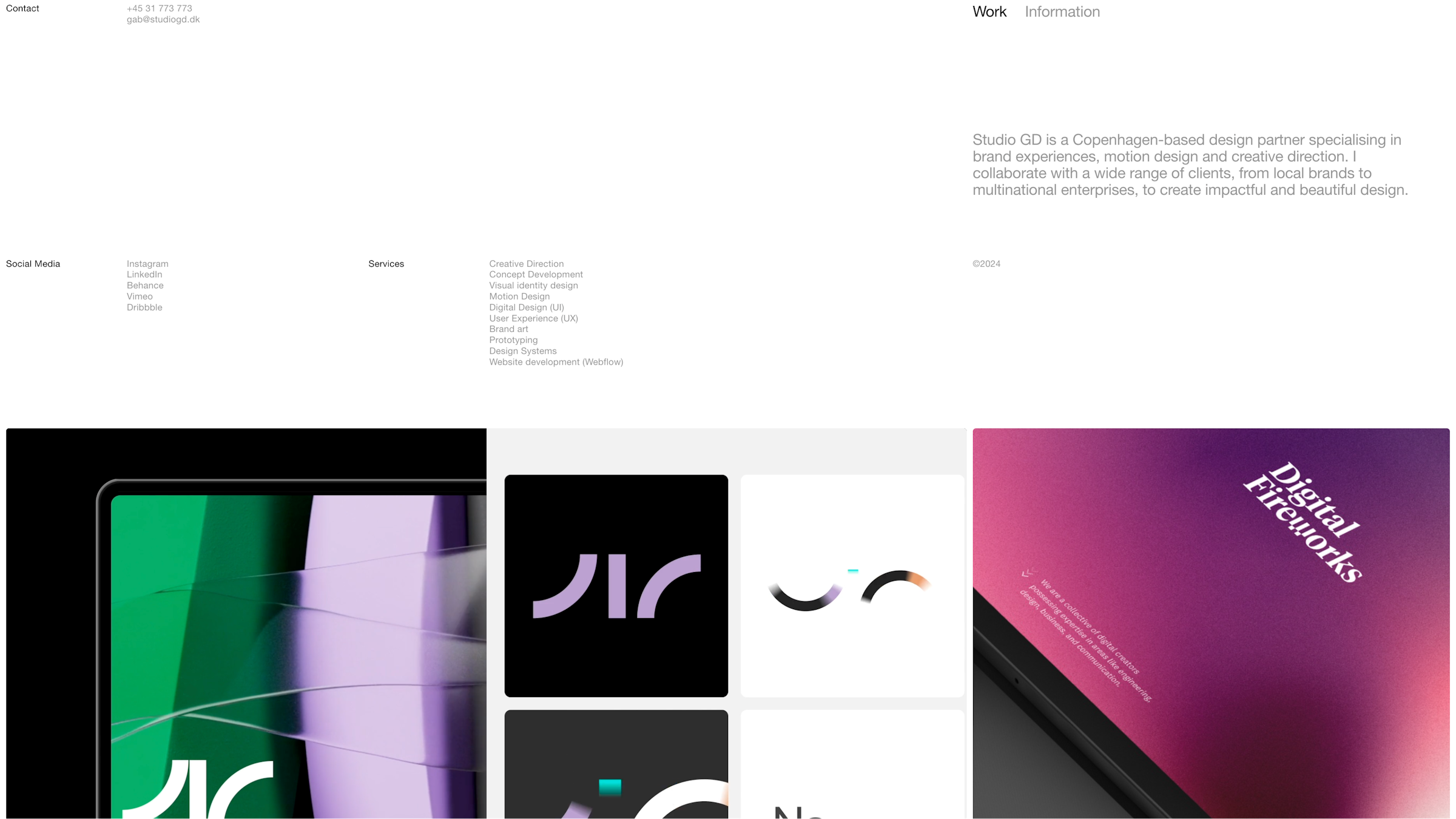 Studio GD home page hero layout