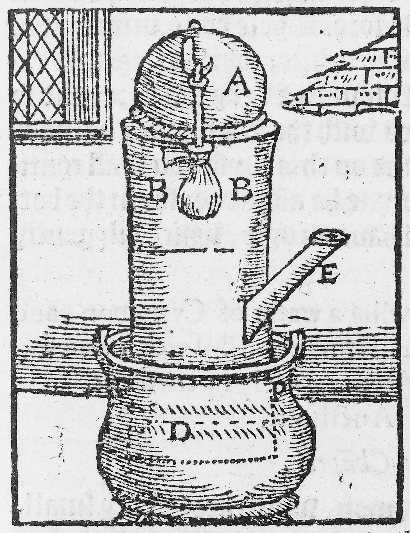 illustration showing the apparatus used for preparing cinnamon before distillation to obtain oil of cinnamon