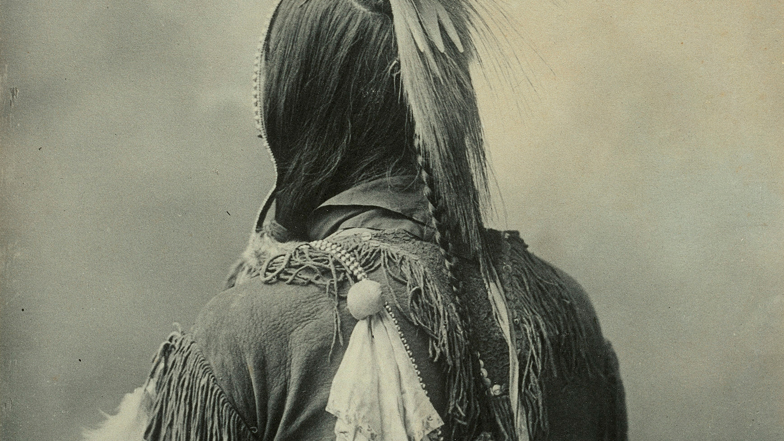 Dance bonnet and scalplock of an Omaha Indian