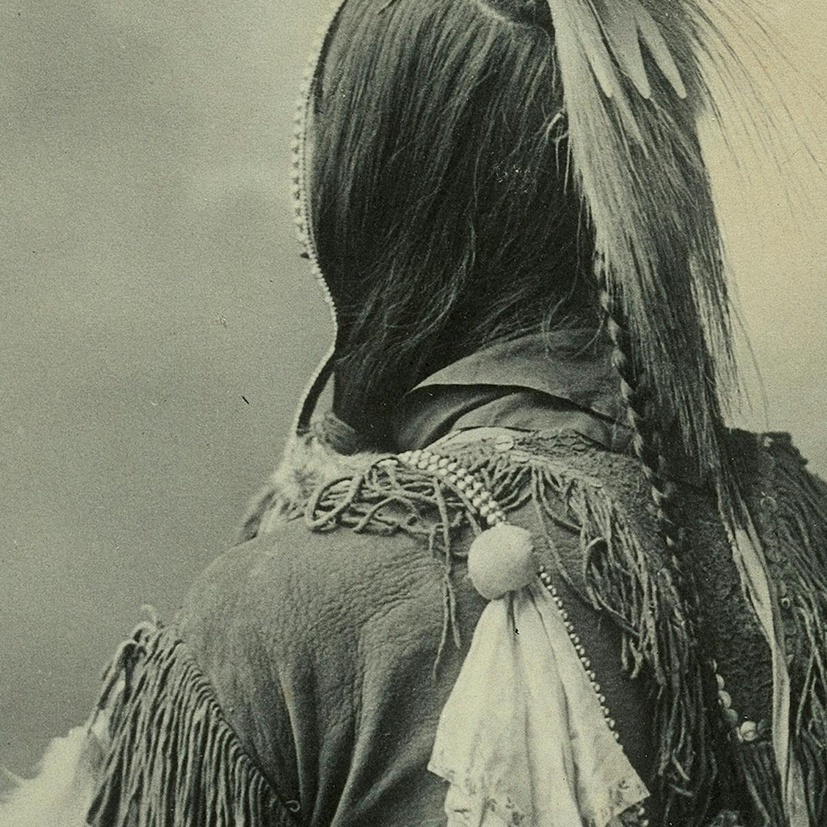 Dance bonnet and scalplock of an Omaha Indian