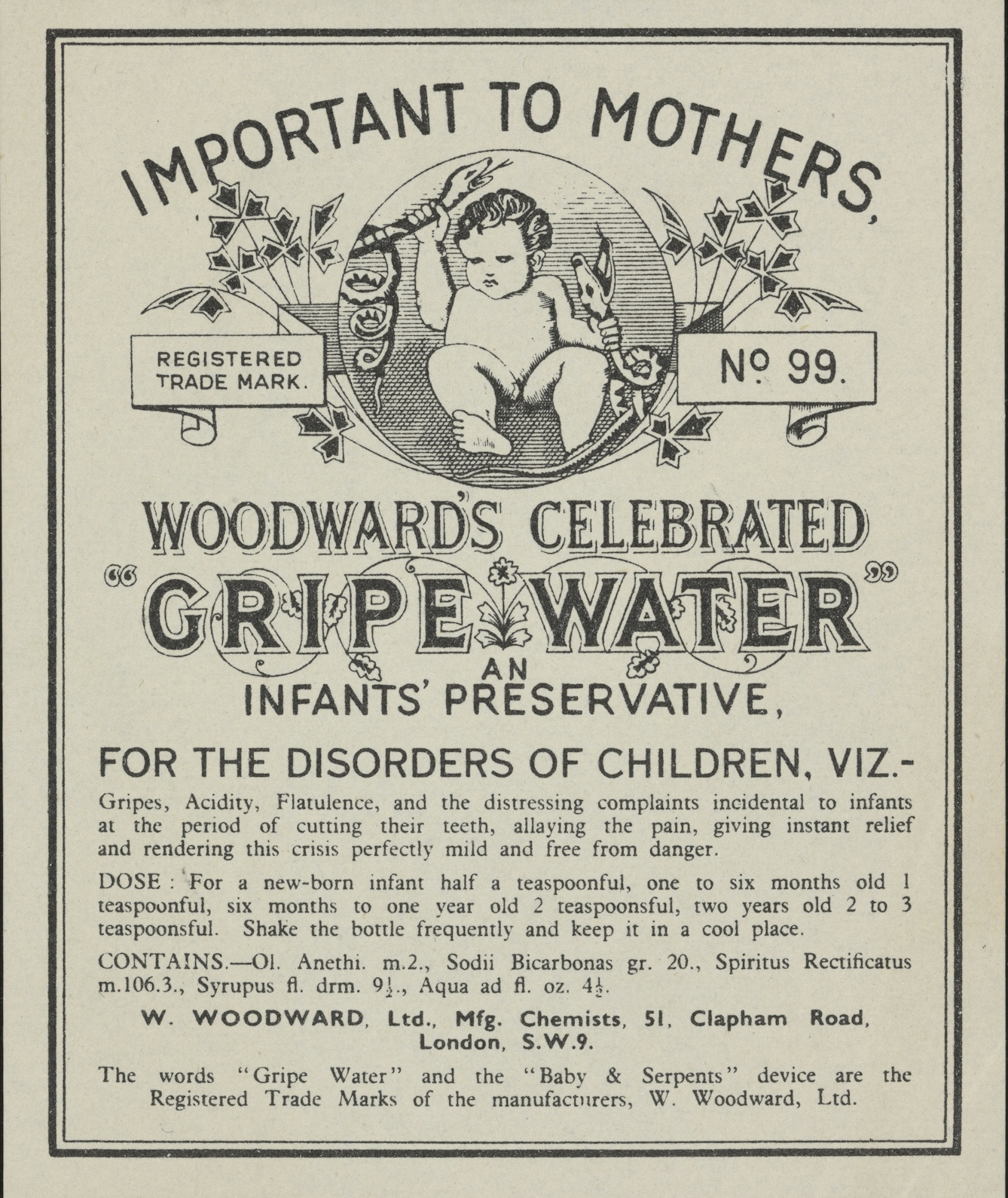 Advert for Woodward's Gripe Water