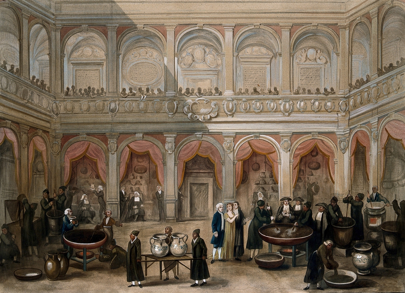 The manufacture of theriac at Bologna, Gouache drawing by A. Terzi