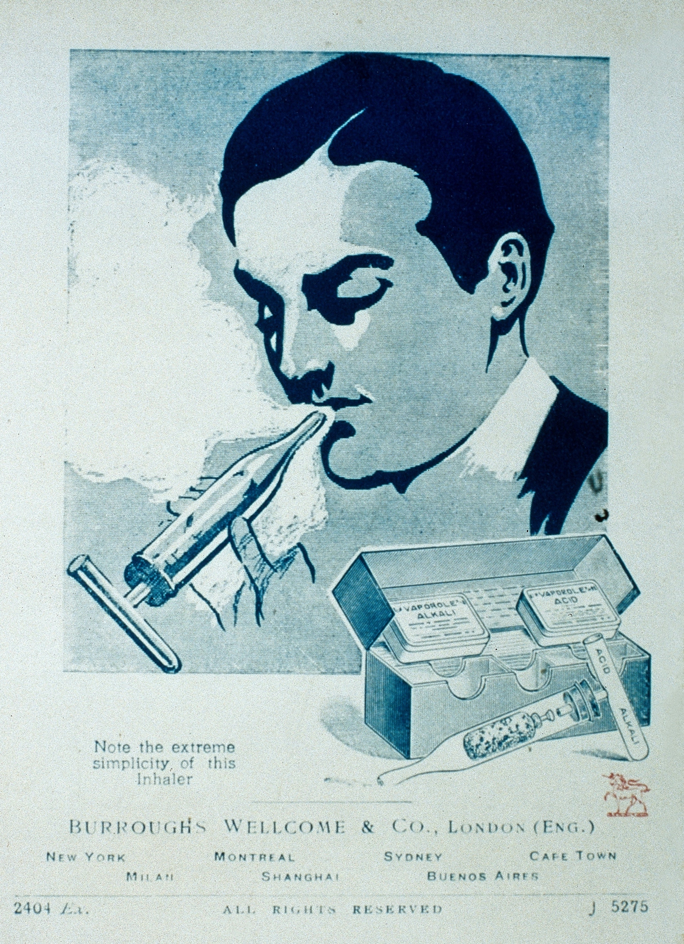 Advertisement for a Burroughs Wellcome inhaler.