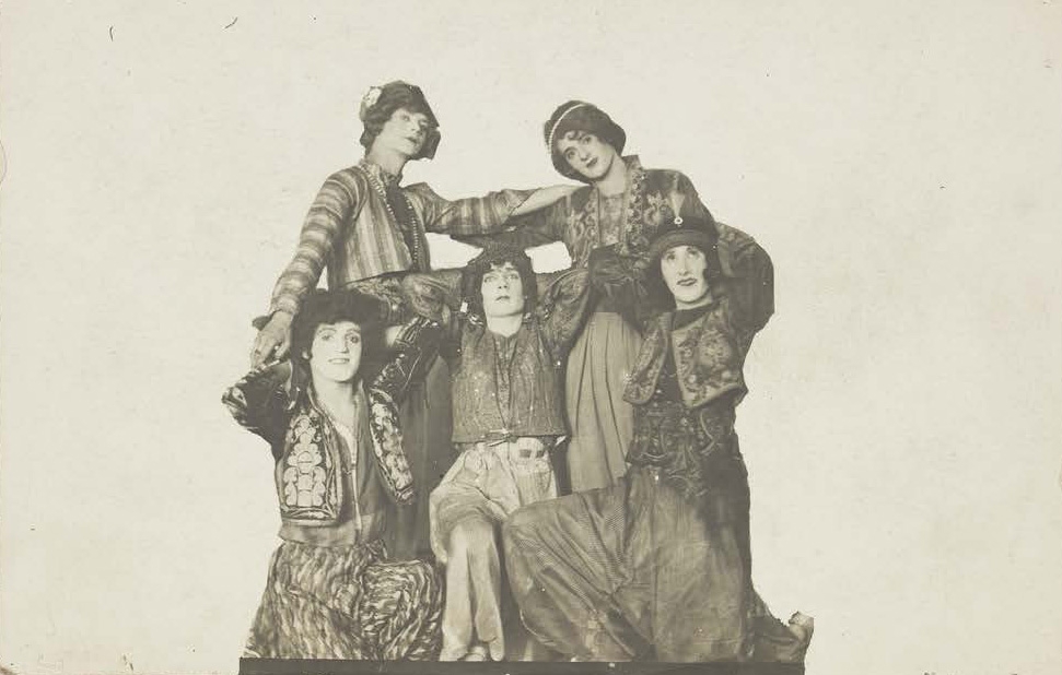 Russian soldiers in drag, photographic postcard, c.1910-19