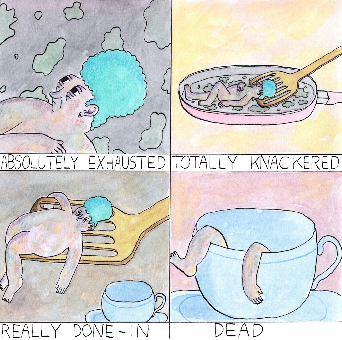 Exhausted comic by Rob Bidder