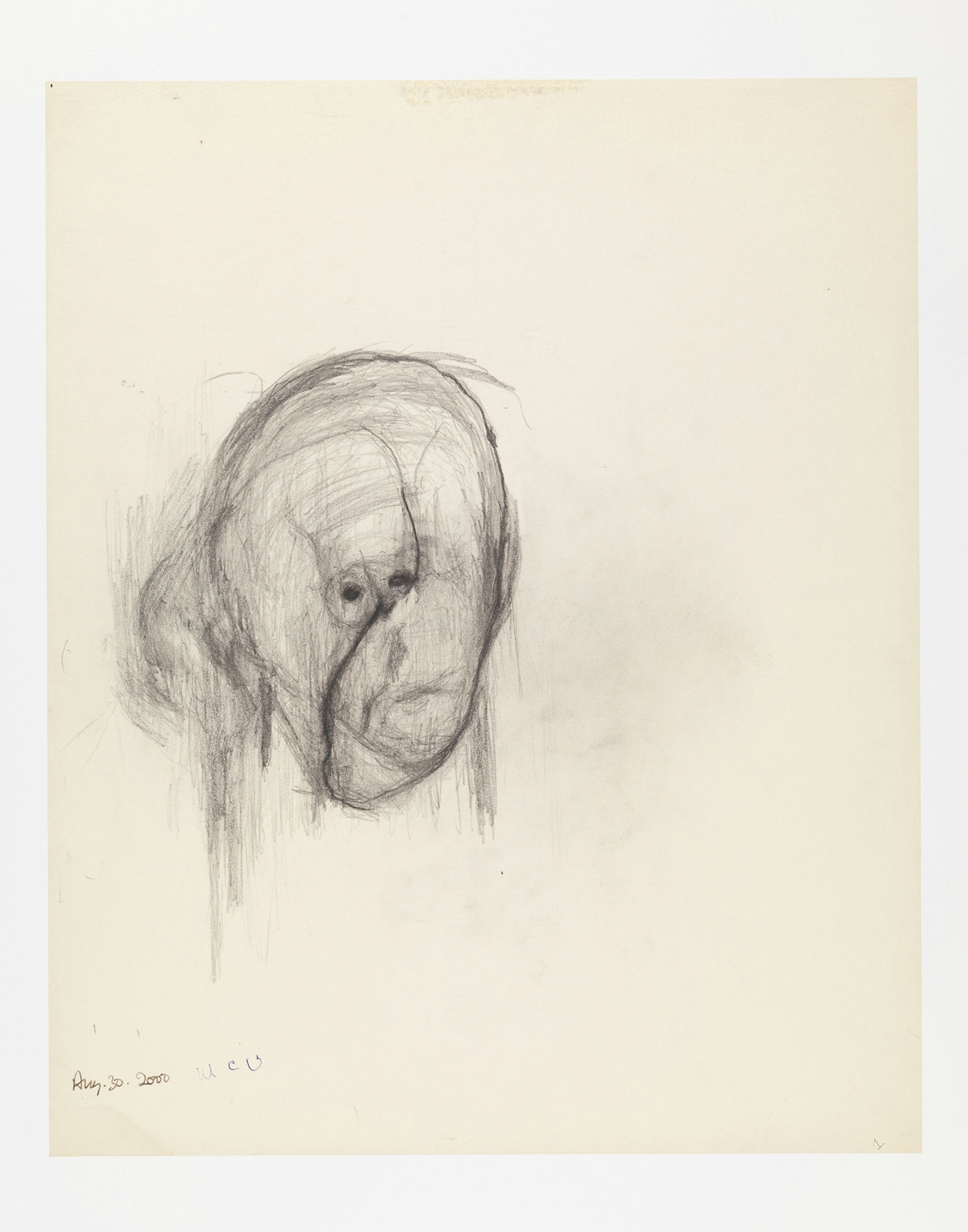 The image shows a head and neck; the nose is very prominent, the other features are more blurred, and there are no eyes at all.