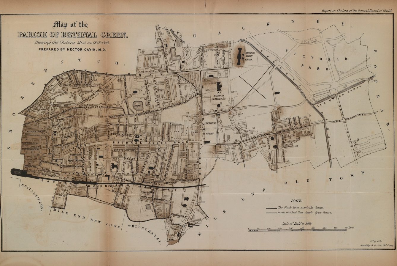 Map of the Parish of Bethnal Green Shewing the Cholera Mist in 1848–9