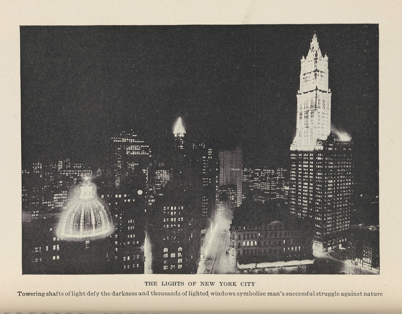 Black and white photograph of New York City at night.