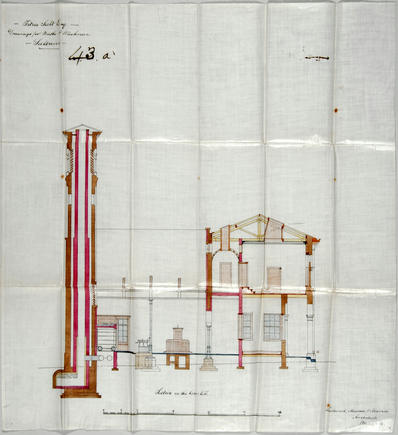 Plans for the basement of the bath house at Saltaire. 