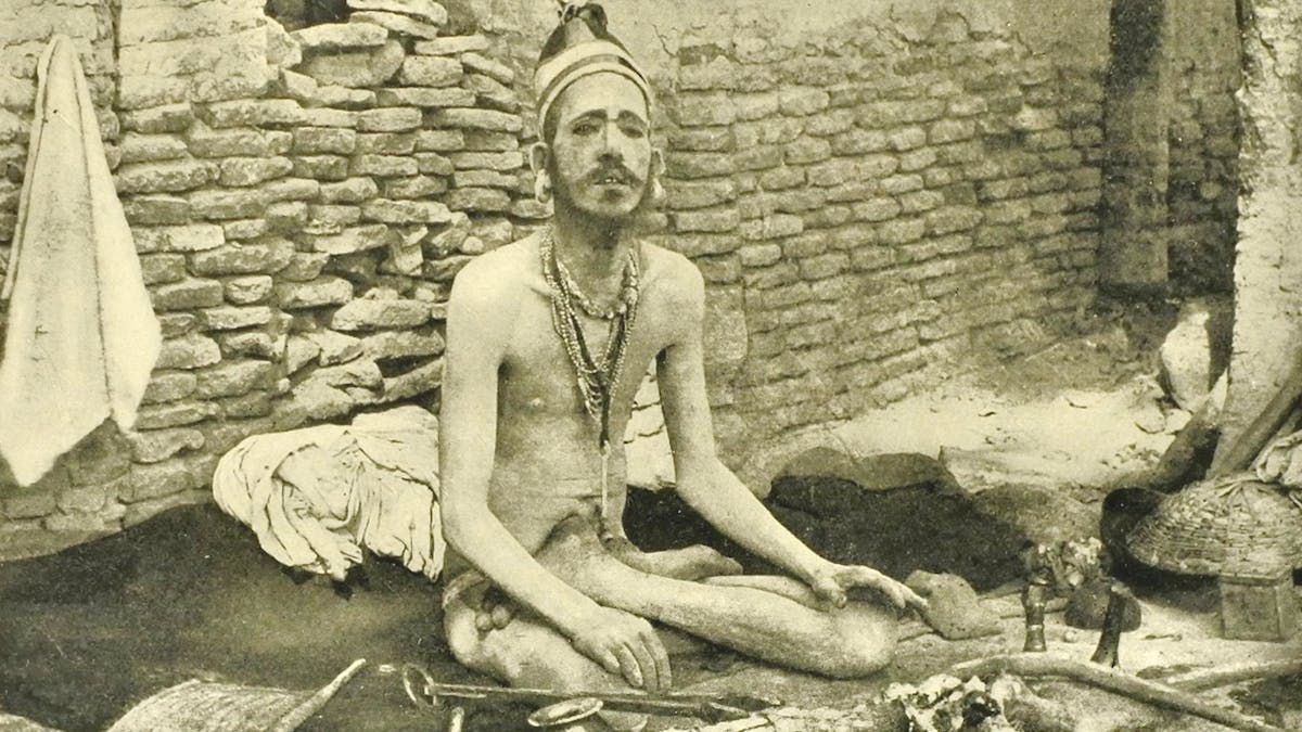 A yogi from Mirzapur sitting cross legged