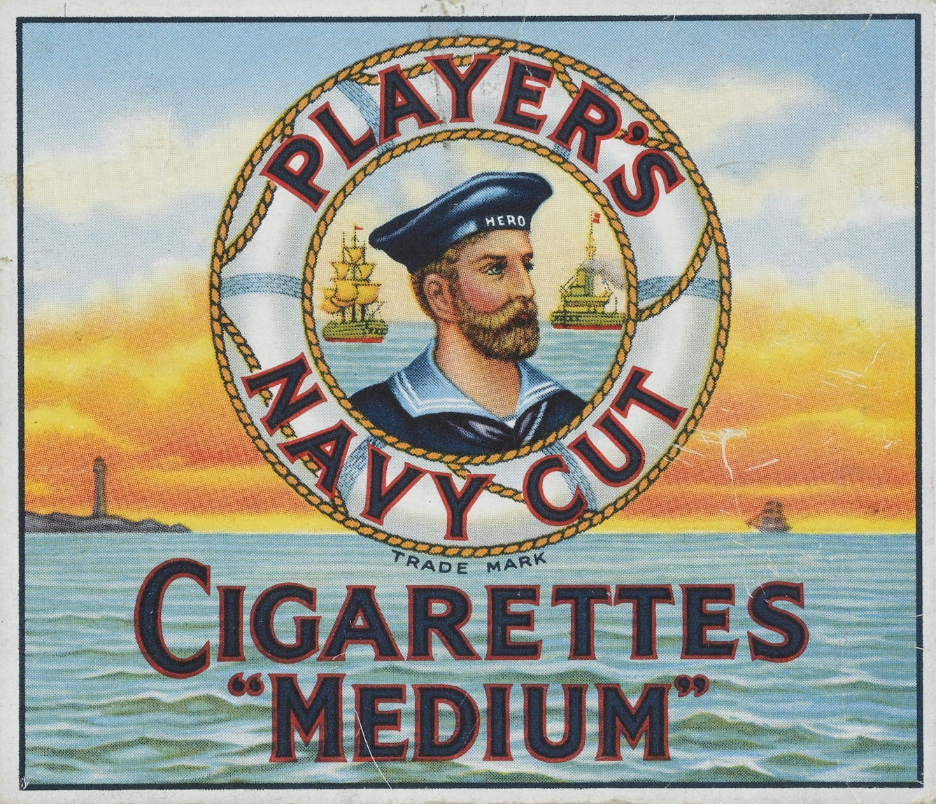 Player's cigarettes advertisement with sailor's head